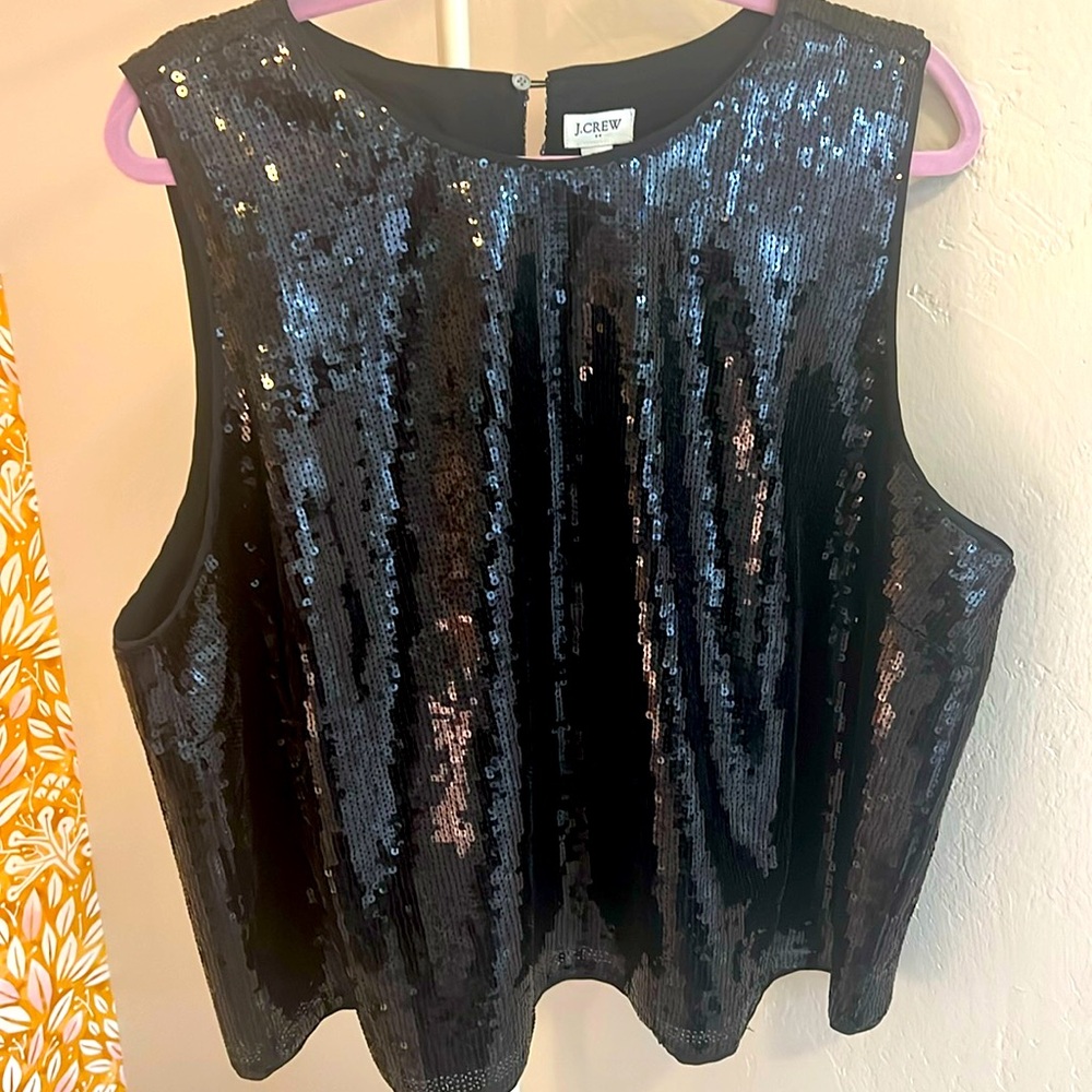 NWT J Crew black sequined dressy tank. 3X